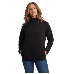 Marine Layer Jacket Women's Size L Black 3/4 Zip Quilted Pullover Jacket